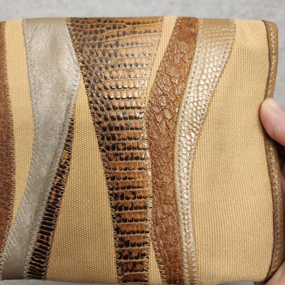 Carlos Falchi Snakeskin Clutch Purse Patchwork Purse Envelope Clutch Bag Vintage - Picture 10 of 10
